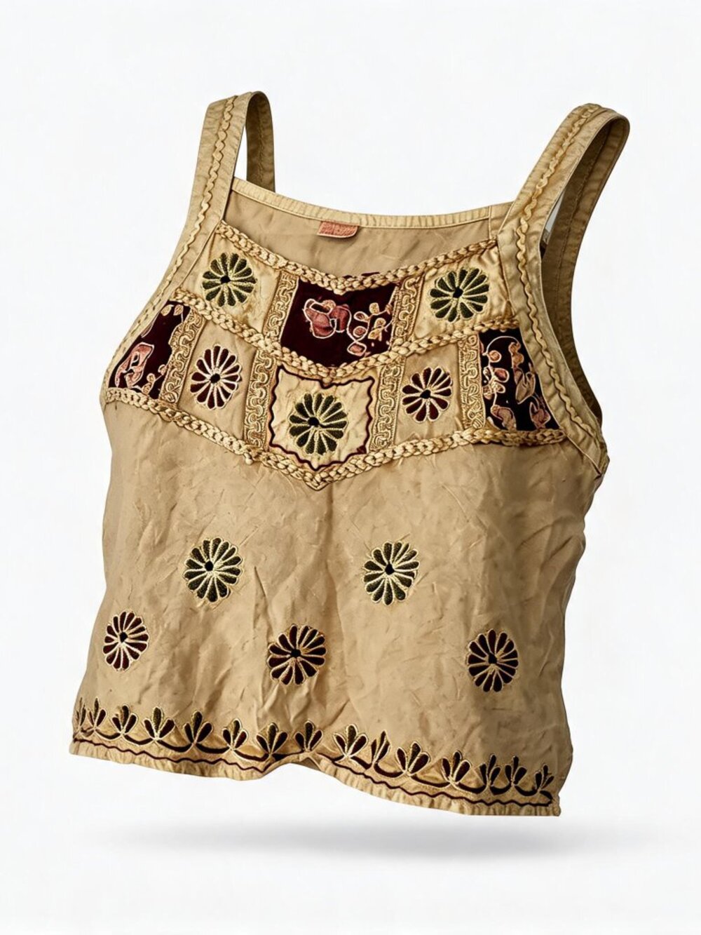 Elegant Tan and Black Hand Embroidered 2 PC Set